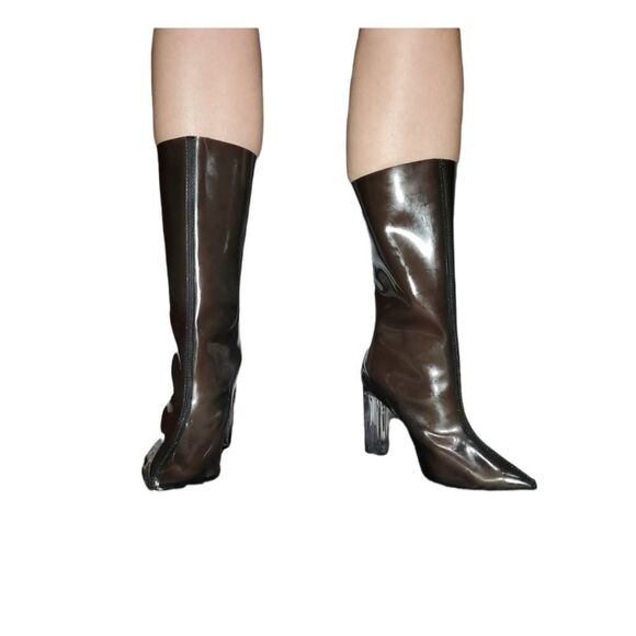 Dark grey clear perspex dress rain boots 8 1/2 - Picture 2 of 11